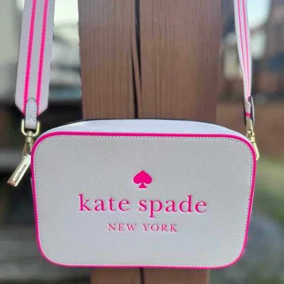Kate Spade NEW Pink Crossbody Mini Camera Bag with Guitar Strap - Picture 8 of 16